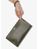 zipped logo print clutch