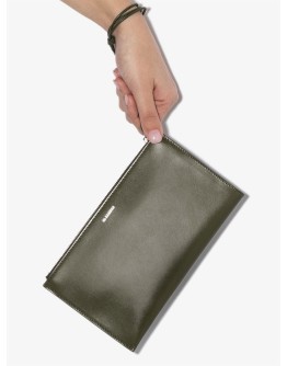 zipped logo print clutch