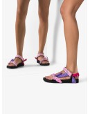 pink and purple bandana knotted flat sandals