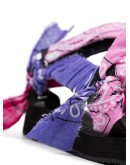 pink and purple bandana knotted flat sandals