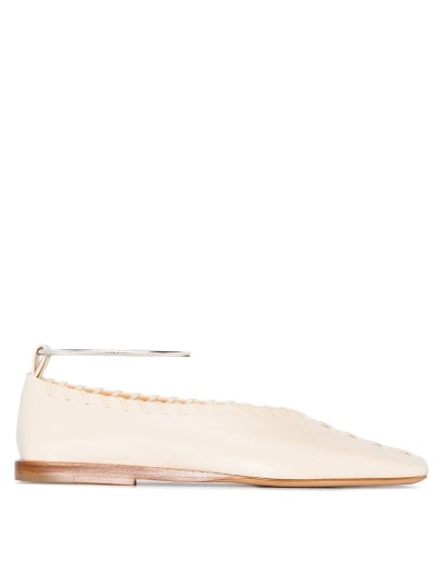 square toe stitch detail ballerina shoes