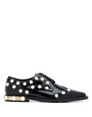 embellished perforated lace-up shoes