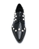 embellished perforated lace-up shoes