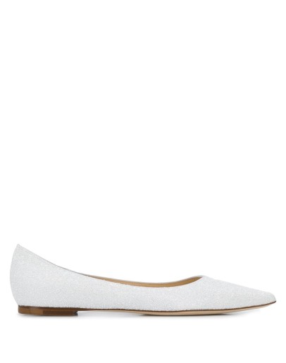sequin embroidered Love ballerinas