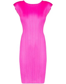 plissé pleated shift dress