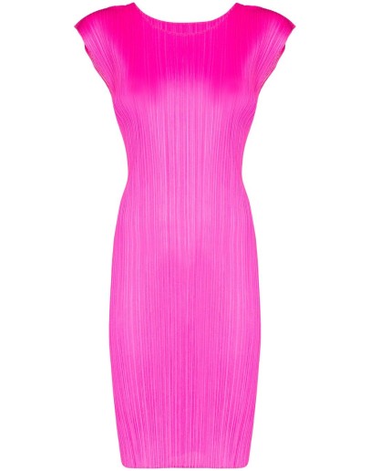 plissé pleated shift dress