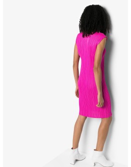 plissé pleated shift dress