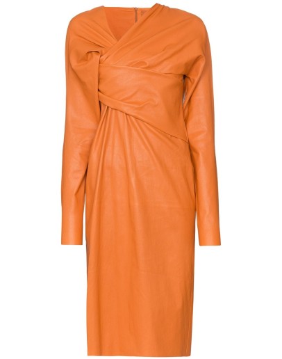 wrap-over front midi dress