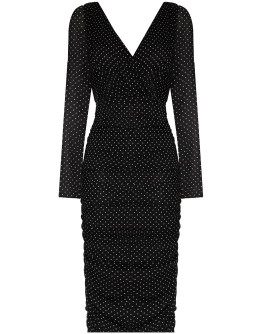 polka dot fitted midi dress