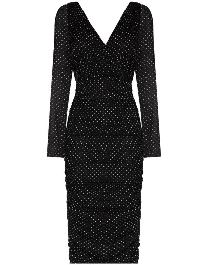 polka dot fitted midi dress