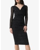 polka dot fitted midi dress