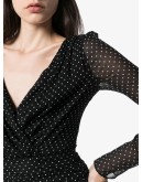 polka dot fitted midi dress