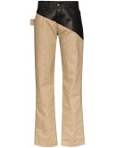 leather-panelled cotton trousers