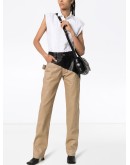 leather-panelled cotton trousers