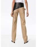 leather-panelled cotton trousers