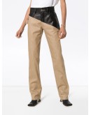 leather-panelled cotton trousers