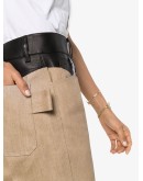 leather-panelled cotton trousers