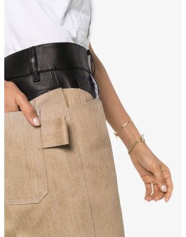 leather-panelled cotton trousers