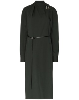 belted shift midi dress