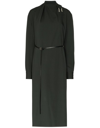 belted shift midi dress