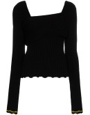 asymmetric V-neck knit top