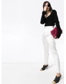 asymmetric V-neck knit top