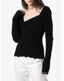 asymmetric V-neck knit top