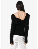 asymmetric V-neck knit top