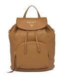 pebbled leather logo backpack