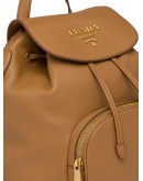 pebbled leather logo backpack