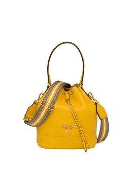 drawstring-fastening logo bucket bag