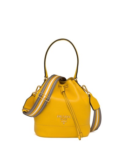 drawstring-fastening logo bucket bag
