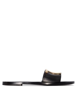 logo-embellished leather slides