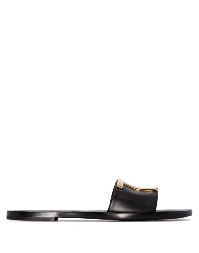 logo-embellished leather slides
