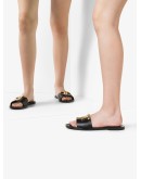 logo-embellished leather slides