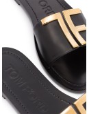 logo-embellished leather slides