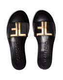logo-embellished leather slides