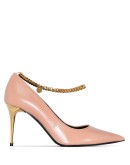 chain-trimmed 85mm leather pumps