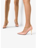 chain-trimmed 85mm leather pumps