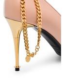 chain-trimmed 85mm leather pumps