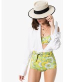 Pamela high-waist floral print bikini bottoms