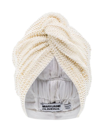 faux-pearl beaded turban