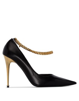 105mm chain-trimmed leather pumps