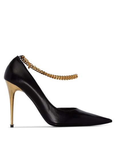 105mm chain-trimmed leather pumps
