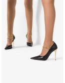 105mm chain-trimmed leather pumps