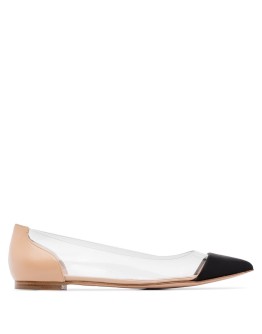 pointed clear panel pumps