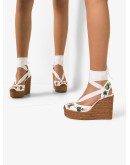 130mm rose-print leather espadrilles