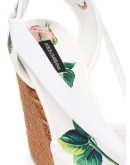 130mm rose-print leather espadrilles