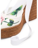 130mm rose-print leather espadrilles