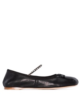 crystal-embellished leather ballerina shoes